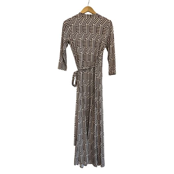 Boden Geometric Belted Wrap Maxi Dress Womens Size 8 Boho Artst Event Vacation - Picture 2 of 16